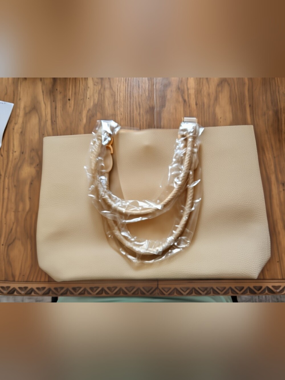 Ulta Cream Braided Handle Tote Bag